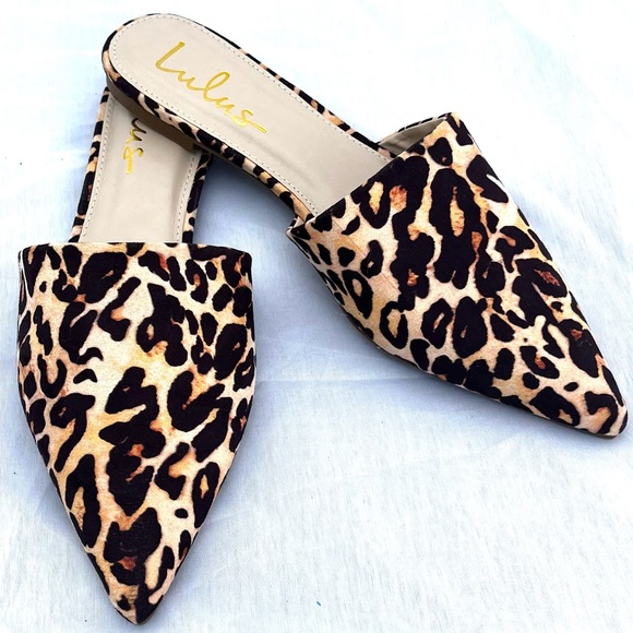 Lulu’s Lorena Leopard Print Pointed Toe Mule Flats sz 7 - Picture 5 of 5